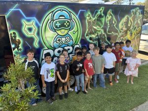 Kids Party Bus Sydney - Exterior view of Dopa Gamer mobile gaming theatre trailer